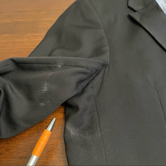 Tommy Hilfiger Mens Two Button Blazer Blue Lined Notch 41R FLAW Stain - Picture 5 of 13